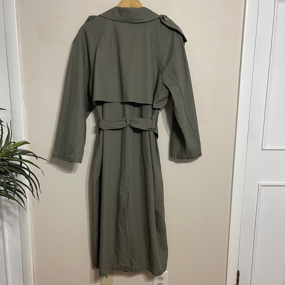 ASOS Overzized Cavas Double Breast Trench Coat Army Green - Picture 8 of 10